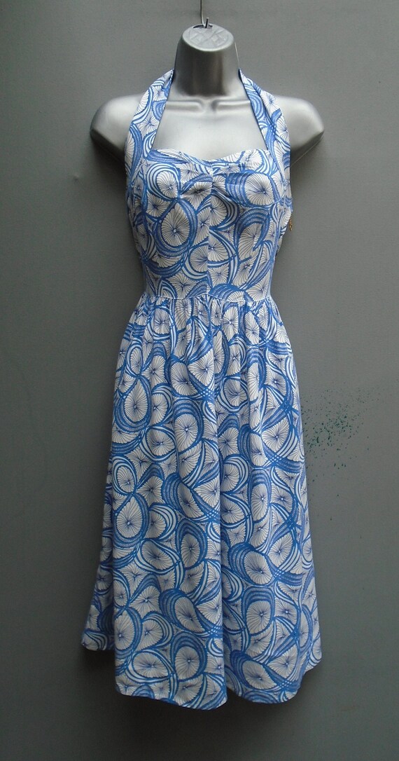 Vintage 1940s WW2 50s 70s Printed Rayon Sun Dress