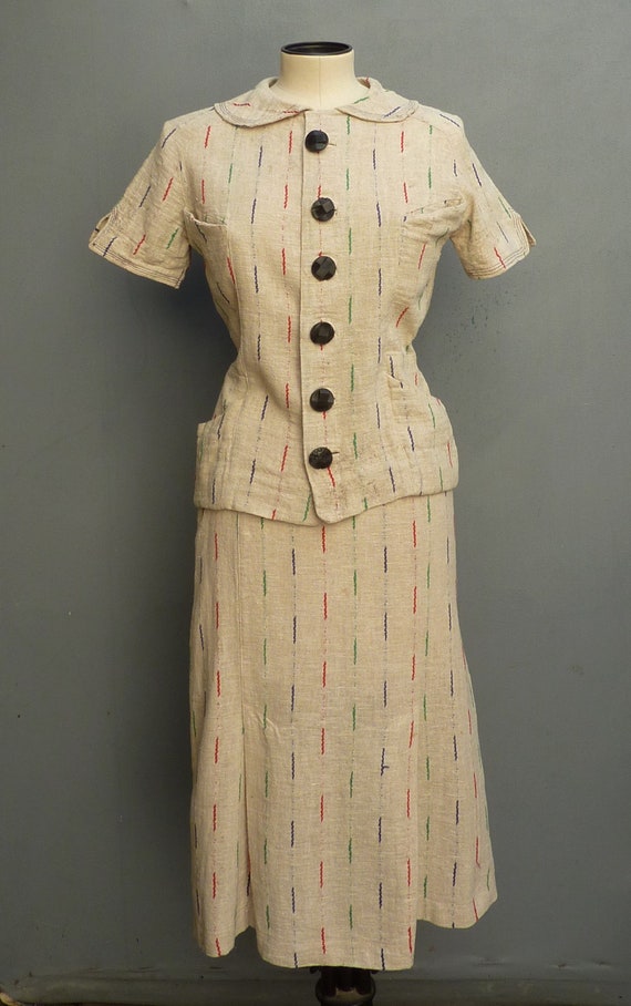 Superb Original 1930s 2 Piece Suit Jacket Skirt D… - image 3