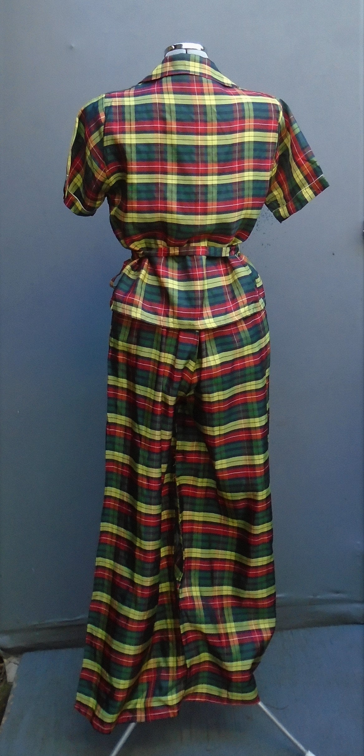 Rare 1940s WW2 50s Lounging Pyjamas Pjs Tartan Plaid Rayon | Etsy UK