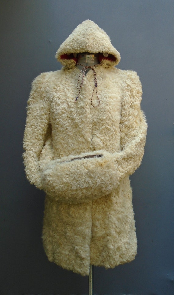 Superb Original Vintage 1940s Coat Jacket Hood Muf