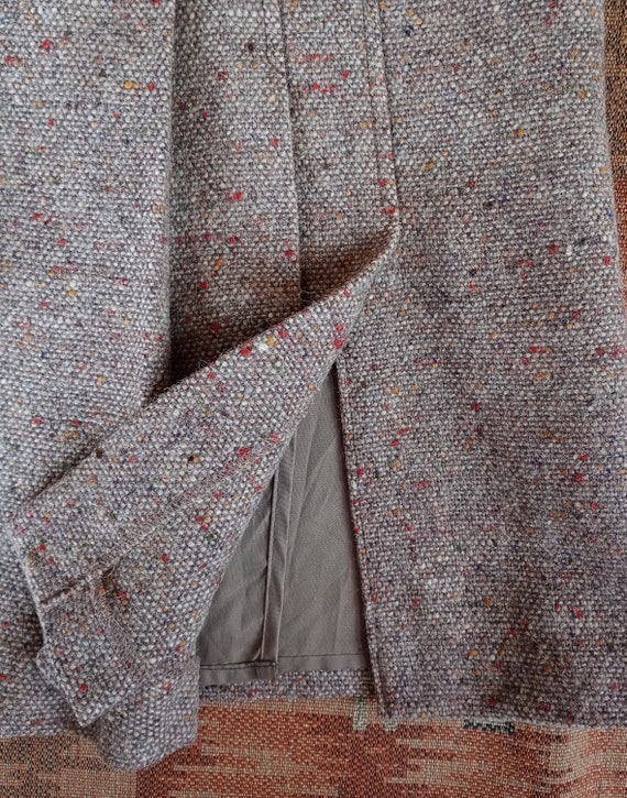Vintage 1980s Wool Skirt Beige Flecked Speckled T… - image 10