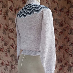 Vintage 1980s 50s 40s Style Shetland Wool Jumper Sweater Beige Natural Fair Isle Knitwear NOS Deadstock image 5