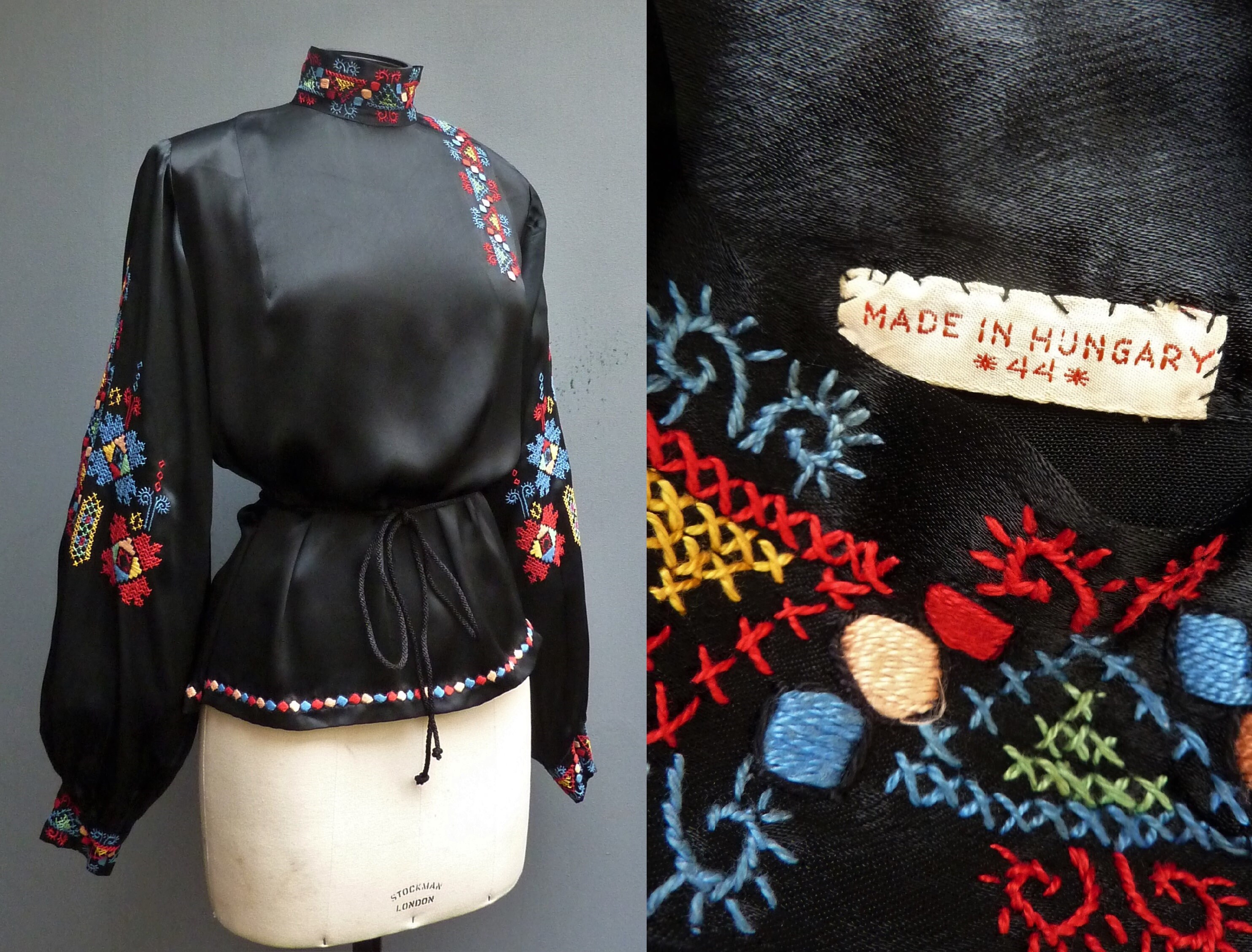 RARE Vintage peasant blouse Hungarian hand embroidered 1930s top