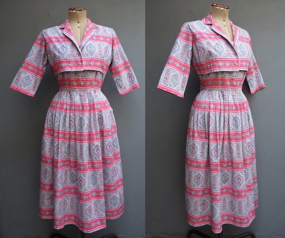 Vintage 1950s Sun Dress & Bolero Jacket Bold Nove… - image 6