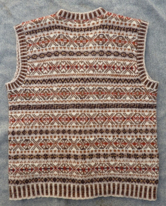 Vintage 1950s Hand Knitted Fairisle Waistcoat Jer… - image 8