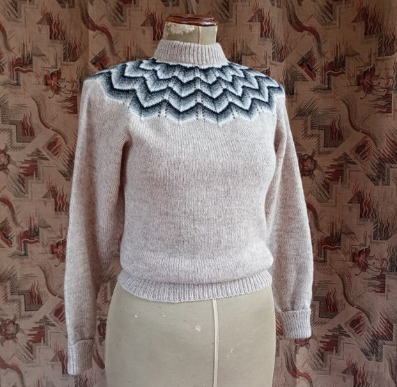 Vintage 1980s 50s 40s Style Shetland Wool Jumper … - image 2