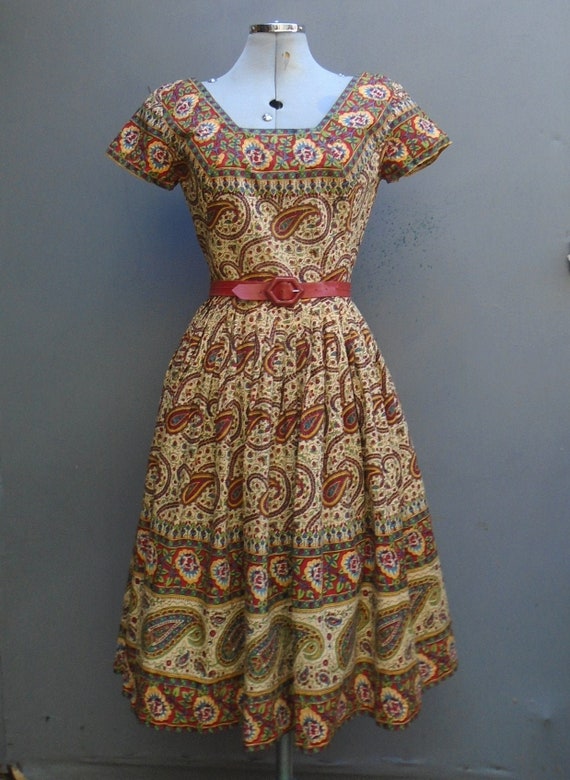 Superb Vintage 1950s Royal Hawaiian Dress Bold No… - image 1