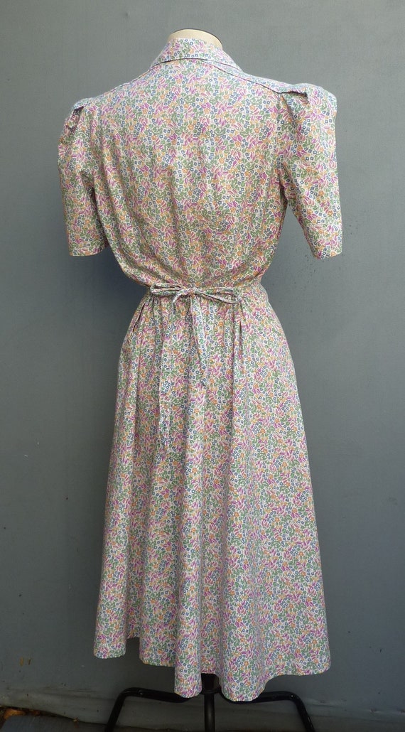 Original Vintage 1940s 1930s Dress Home Made Prin… - image 7