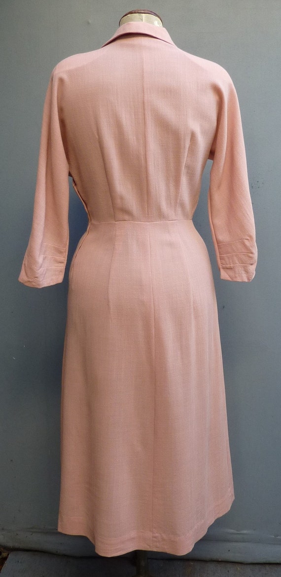 Original Vintage 1940s 1950s Home Made Dress Pink… - image 5