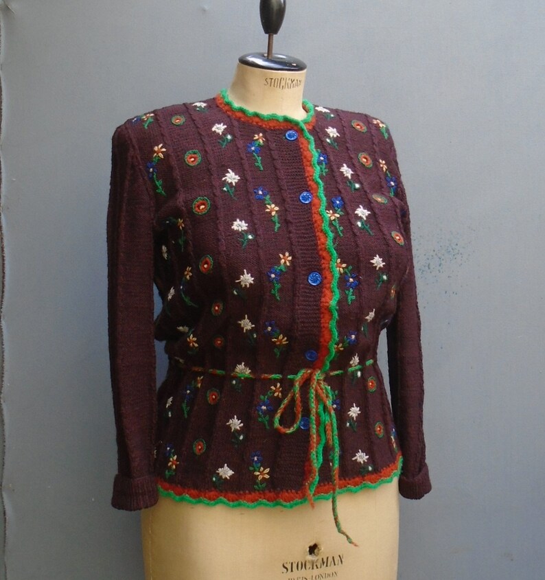 RARE Vintage Wool 1940s Cardigan Jacket Floral Embroidered - Etsy UK