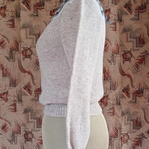Vintage 1980s 50s 40s Style Shetland Wool Jumper Sweater Beige Natural Fair Isle Knitwear NOS Deadstock image 4