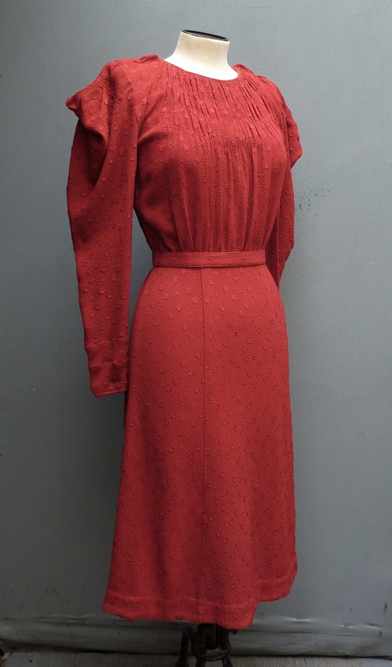 Superb Original 1930s Handmade Vintage Dress Rust… - image 2