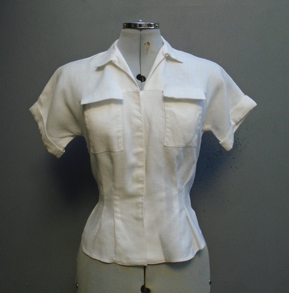 Superb Vintage 1950s Blouse White Moygashel Irish