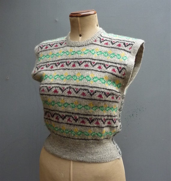 Superb Original Vintage 1940s Hand Knitted Fair I… - image 2