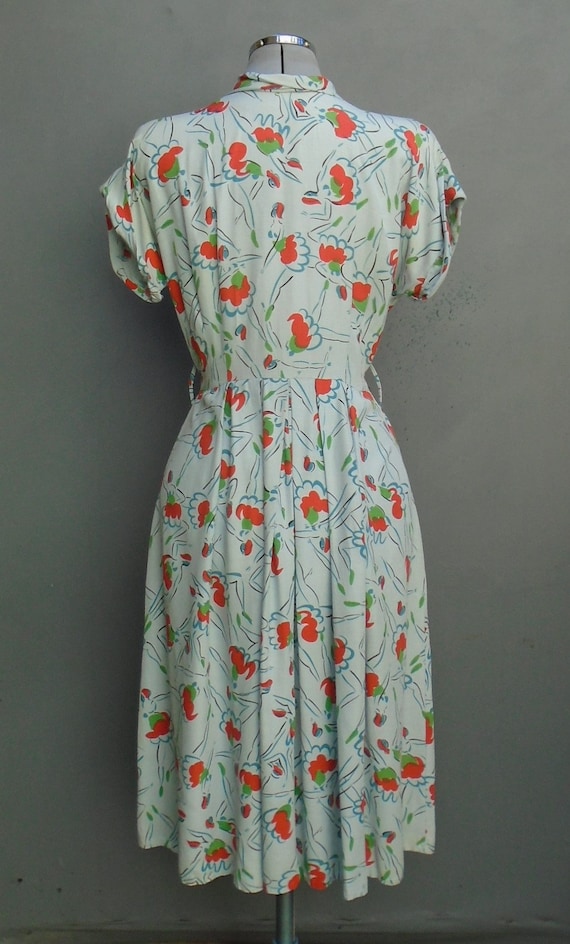 Superb Bold Novelty Print Vintage 1940s Dress Zip… - image 7