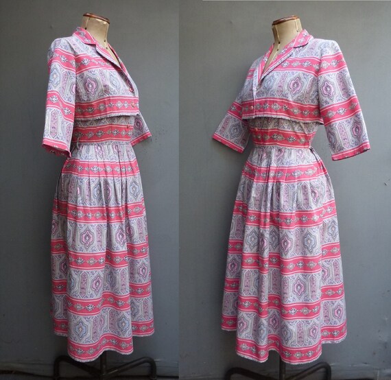 Vintage 1950s Sun Dress & Bolero Jacket Bold Nove… - image 7