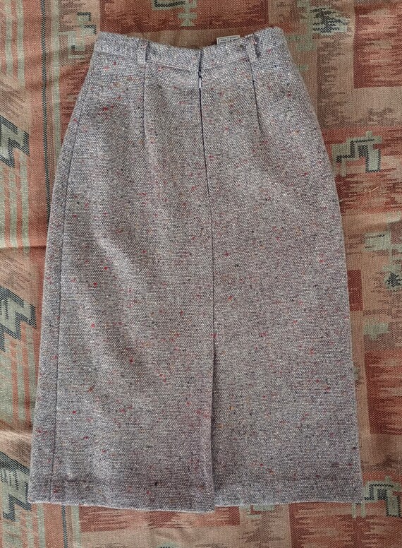 Vintage 1980s Wool Skirt Beige Flecked Speckled T… - image 9