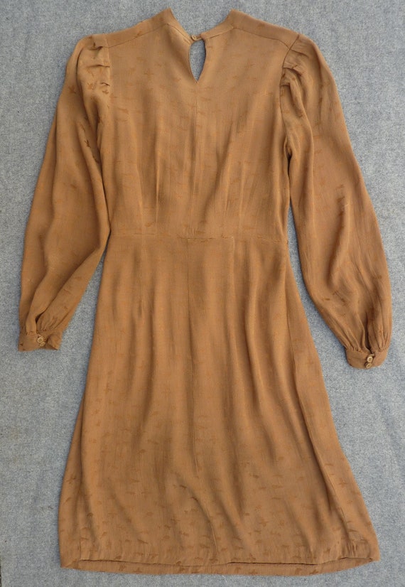 Original Vintage 1940s Handmade Dress Bronze Brow… - image 10