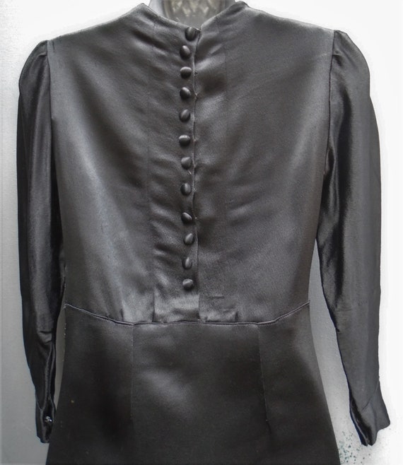 Rare Slinky Vintage 1930s 40s Dress Black Satin C… - image 6