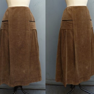 Original Vintage 1950s Skirt High Waist Brown Corduroy  50s