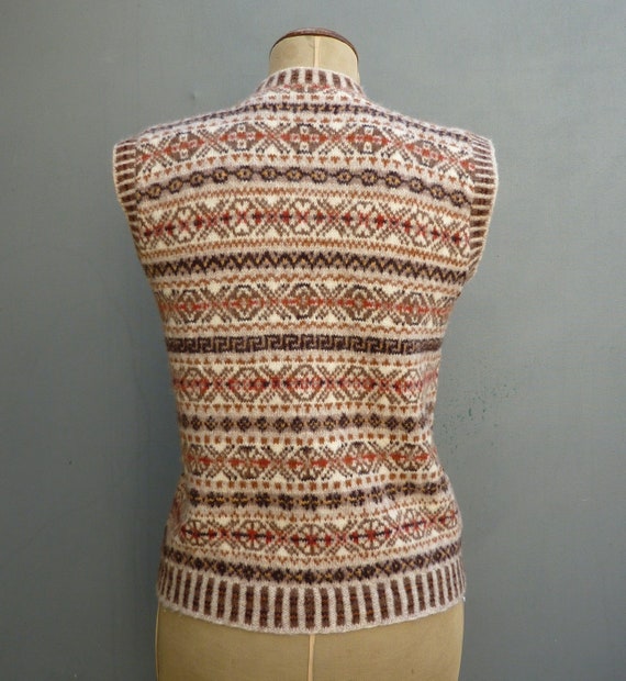 Vintage 1950s Hand Knitted Fairisle Waistcoat Jer… - image 5