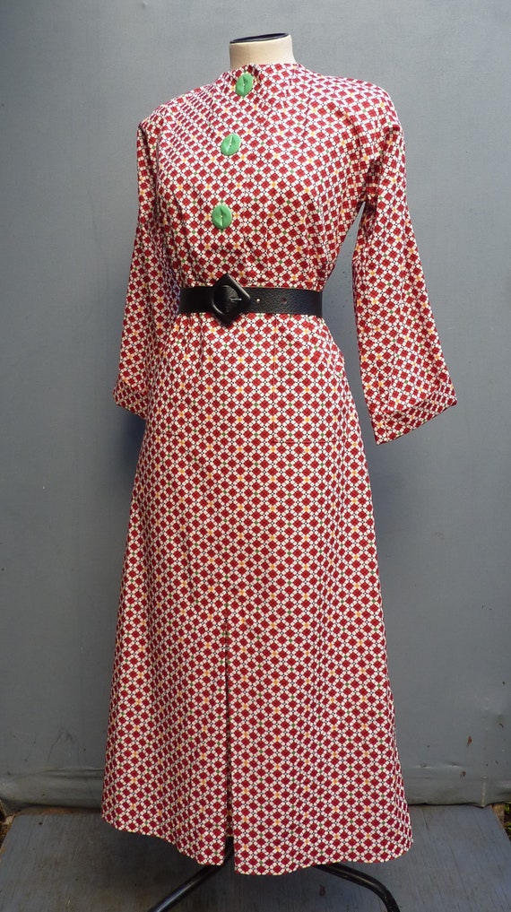 Vintage Reproduction 1930s Dress Printed Cotton H… - image 5