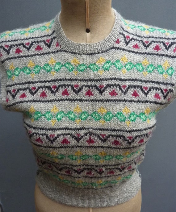 Superb Original Vintage 1940s Hand Knitted Fair I… - image 3