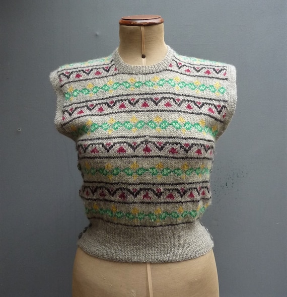 Superb Original Vintage 1940s Hand Knitted Fair I… - image 1