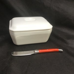 Vintage, French, White, Porcelain, Lidded, Butter Dish, Terrine, Country Kitchen