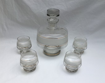 1950&#39;s, French, Digestif Carafe / Wine Decanter, Four Shot Glasses, Barware, Drinkware