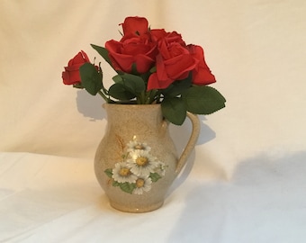 Français, vintage, Faïence mouchetée, Cruche, Pichet à vin, Vase