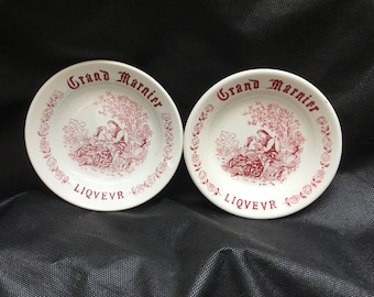 VINTAGE -  Grindley of England, Grand Marnier Liqueur, Tip Dishes, Snack Dishes, Coin Plates, French French Bistro, Advertising Ware