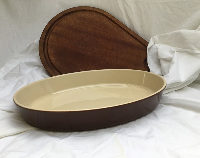 Classic Vintage, EMILE HENRY, Brown and Cream, Large Oval Gratin Dish