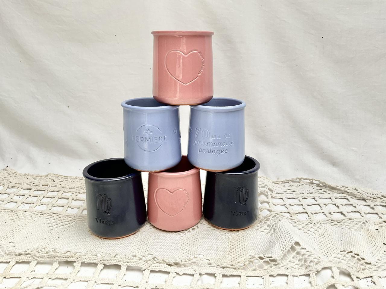 La Fermiere Terracotta Mixed Colours Yogurt Pots - Limited Edition La Fermiere Terracotta Mixed Colours Yogurt Pots - Limited Edition
