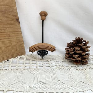 Small, Antique, French, Bentwood, Coat Hook, Hat Hanger, Metal, Wood, Home Decor