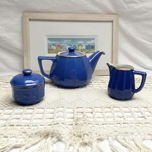 Apilco Yves Deshoulieres Flora Teapot Set: Royal Blue French Bistro Crockery