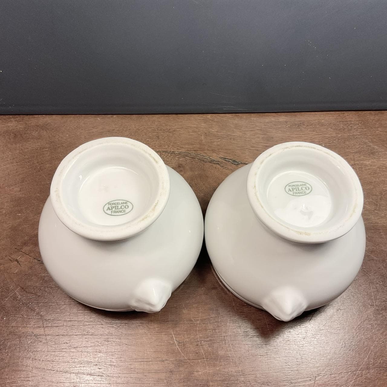 Apilco ライオンヘッドスープボウル - 白磁台座ボウル 2個セット