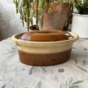 1950s, French, LA BOURGUIGNONNE, Earthenware, Medium, Oval, Terrine, Casserole, Oven to Table, Kitchen Decor, Rustic Style, French Farmhouse