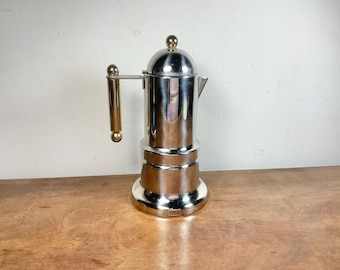 Vintage, Italienisch, Vev Vigano Kontessa Edelstahl Espressokanne: 6 Tassen, Herdplatte, Induktionskochfeld, Sammlerstück