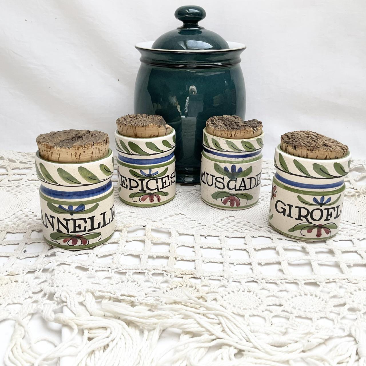 Lot De 2 Petits Pots En Grès Vintage Avec Bouchons Liège – Déco Cuisine