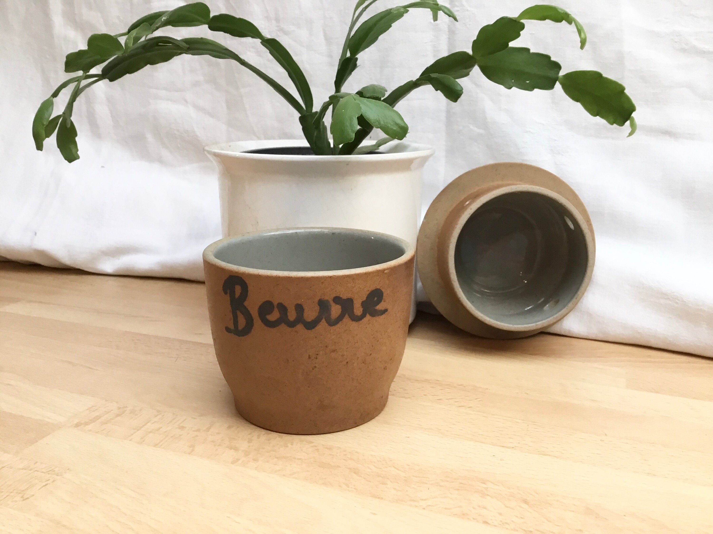 Millésime, Français, Beurrier, Butter Crock, Keeper, Dish, Pottery Stoneware, Rustic Pottery