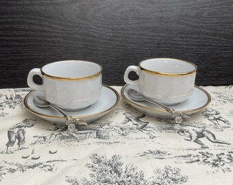 Set 6 Tazzine Da Caffe' Con Piattino Con Decorazione Righe 270046 Di Porcellana