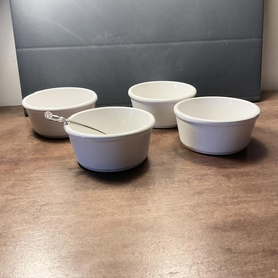 Set of 4 White Glazed Terracotta Ramekins: Cermer Charlie Bigham