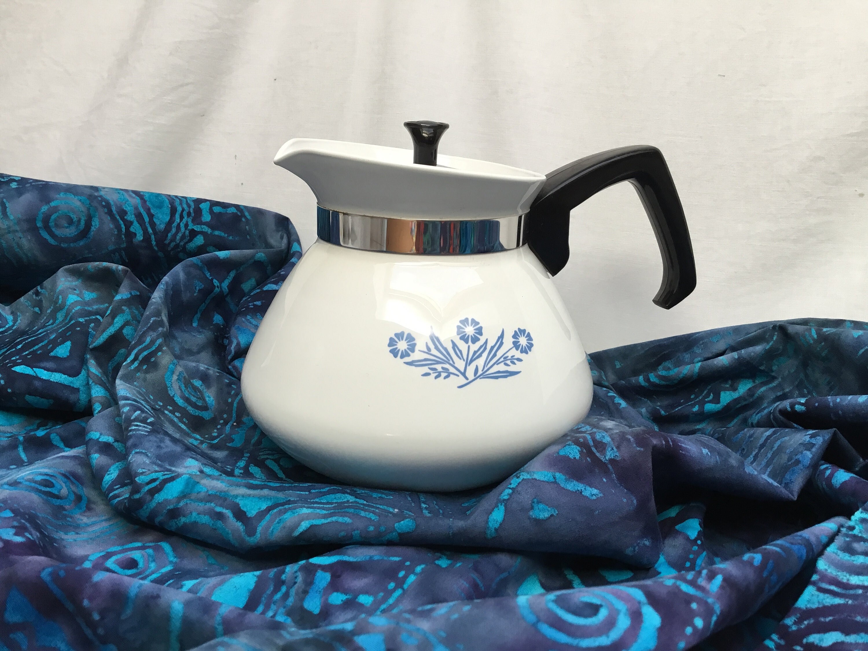 Pyrosil Ware Vintage, Motif de Bleuet Bleu, 6 Tasses, Cuisinière. Cafetière