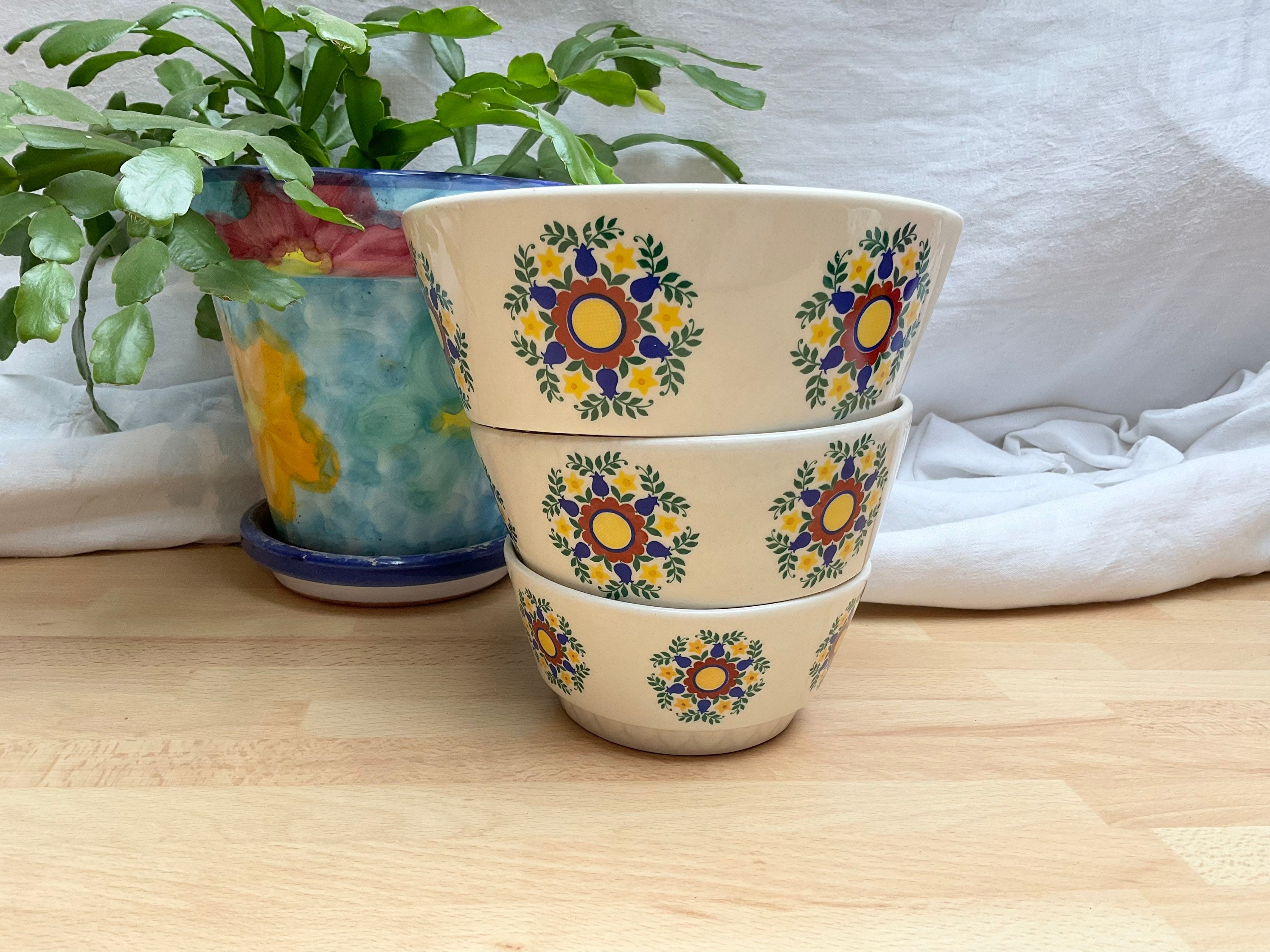 3 個セット、1970 年代、HEIKE GDR、陶器、入れ子式ボウル、キッチン