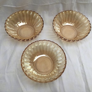 3 x Vintage, French, Huilor GHB, Pink, Glass Lustre, Iridescent Glass, Dessert Bowls, Bonbon Dishes, Trinket Bowls