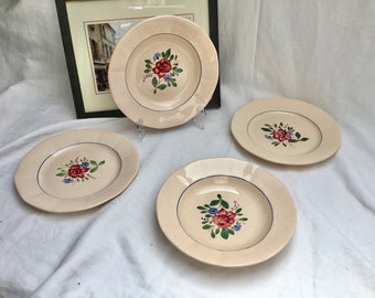 Vintage, French, Digoin & Sarreguemines 9177, Ironstone, Plates, Hollow Plates, Dessert Bowls, Blush Pink, County Kitchen