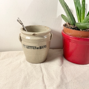 1900s, French, Glazed, Ironstone, Rillettes Pot, Confit Pot,  Utensil Pot, Kitchen Storage Pot, Rustic Farmhouse, Country Kitchen