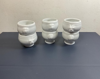 Vintage French Porcelain Lion Head Dipping Bowls: Set of 6