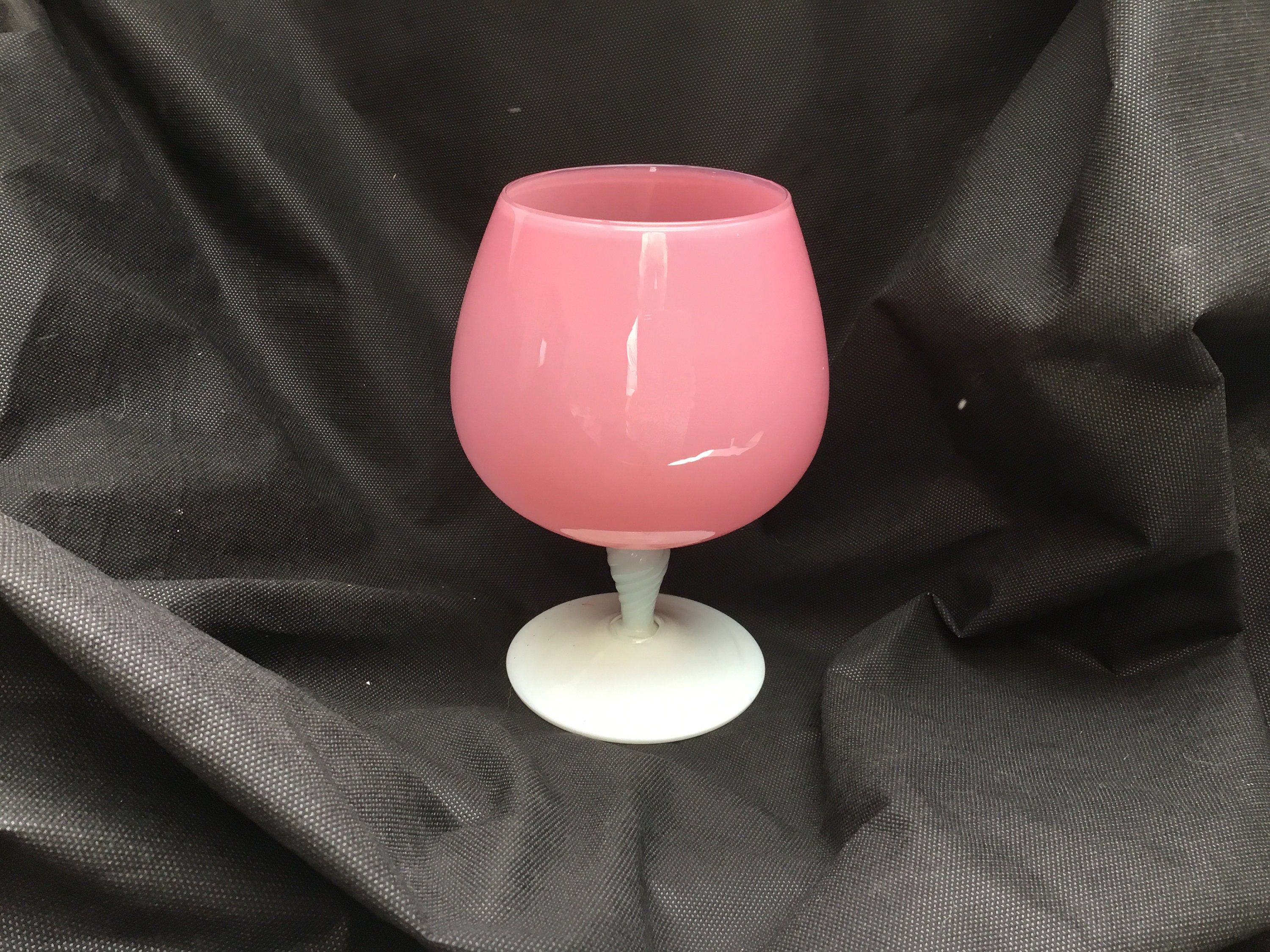 Belle Français Gobelet Opalin, Rose et Blanc, Vase Opalin à Tige, Verrerie, Vases